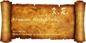 Kremser Richárd névjegykártya